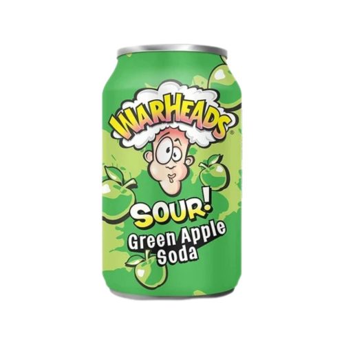 Warheads Sour Green Apple soda -  Zöldalma ízű savanyú üdítőital 355ml