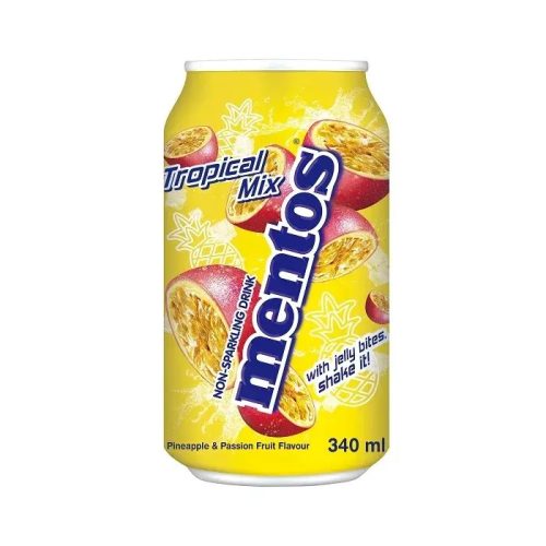 Mentos Tropical Mix - Trópusi gyümölcs ízű üdítő zselédarabokkal 340ml