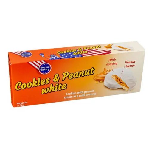 AB Cookies and Peanut White mogyorókrémes fehércsokis keksz 96g