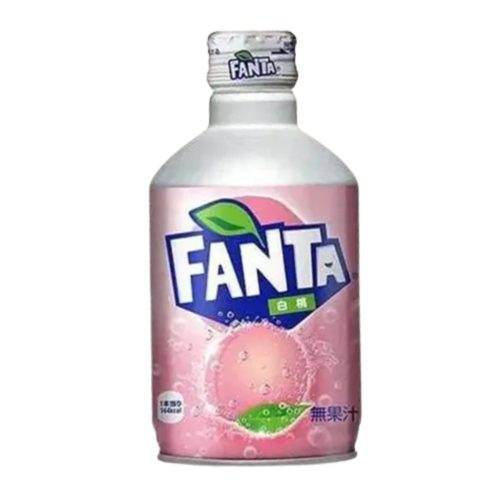 Japán Fanta Fehér őszibarack ízű szénsavas üdítő fém palackban 300ml