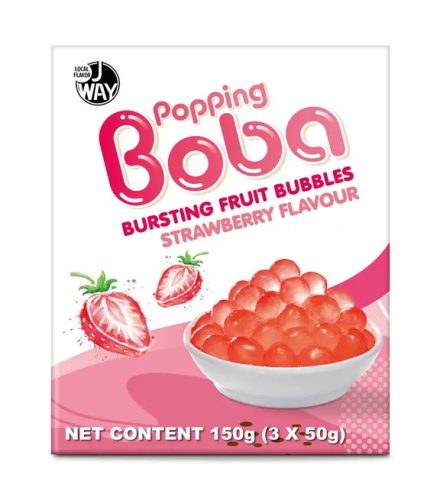 JWAY Popping Boba Bursting Fruit Bubbles Strawberry eper ízű Boba gyöngy 150g