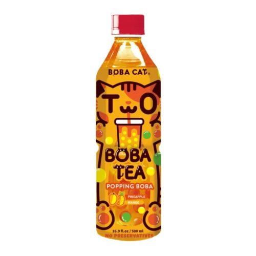 Boba Cat Mango and Pineapple Mangó és Ananász Ízű Bubble Tea 500ml