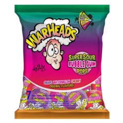   Warheads Super Sour Bubble Gum amerikai extra savanyú gyümölcsös nyalóka válogatás rágóval 105g