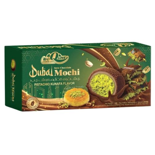 QLove Dubai Chocolate & Pistachio Kunafa Deluxe Mochi Dubai csokoládés pisztácia ízű mochi 45g 