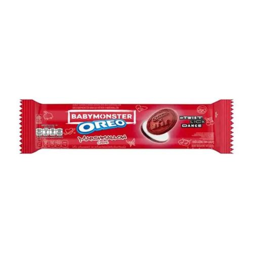 Oreo BABYMONSTER Red Sandwich Cookies with Marshmallow Flavored Creme Limited Edition pillecukorkrémes keksz 110g