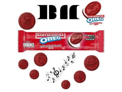 Oreo BABYMONSTER Red Sandwich Cookies with Marshmallow Flavored Creme Limited Edition pillecukorkrémes keksz 110g