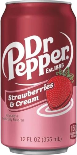 Dr Pepper Strawberry&Cream - Krémes Eper ízű szénsavas üdítőital 355ml